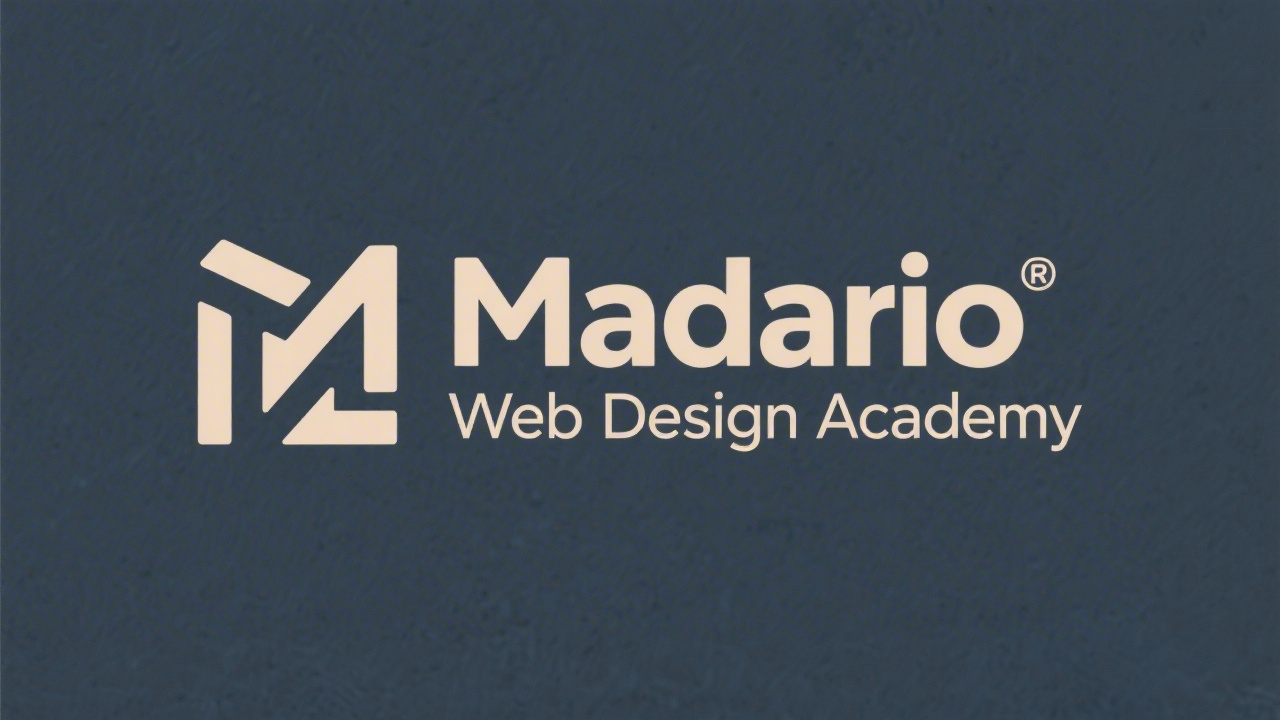 Simple Madrid Web Design Academy logo with clean geometric lettering, minimal strokes, single flat color, easy to recognize, professional and academic feel without complex shapes.